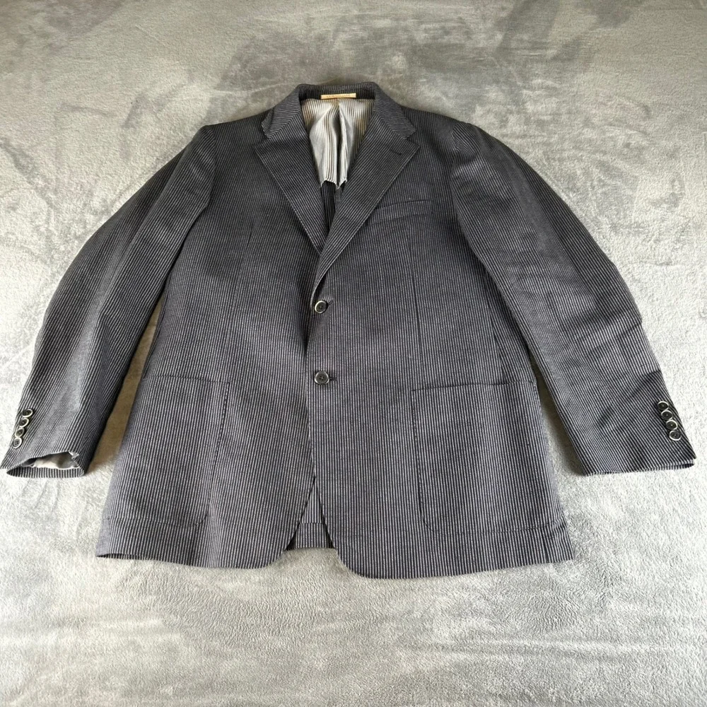 Corneliani Gray Pinstripe Blazer 2-Button Sport Coat Mens ~42R Cotton Flax Silk